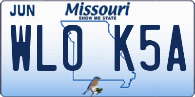 MO license plate WL0K5A