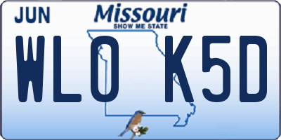 MO license plate WL0K5D