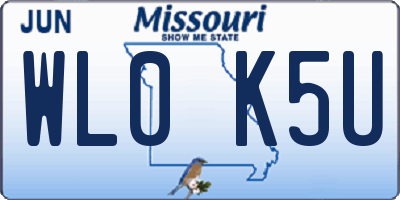 MO license plate WL0K5U