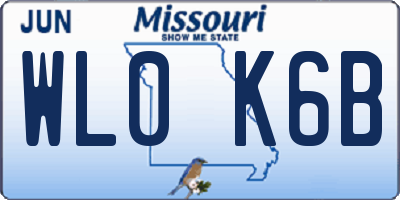 MO license plate WL0K6B