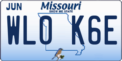 MO license plate WL0K6E