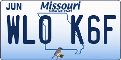 MO license plate WL0K6F