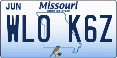 MO license plate WL0K6Z