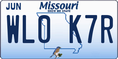 MO license plate WL0K7R
