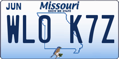 MO license plate WL0K7Z