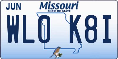 MO license plate WL0K8I