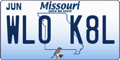 MO license plate WL0K8L