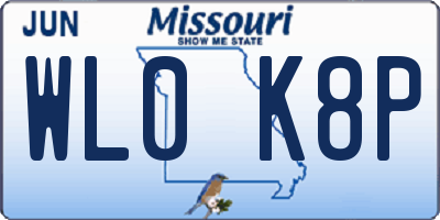 MO license plate WL0K8P