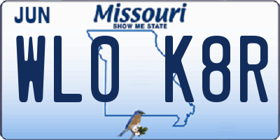 MO license plate WL0K8R