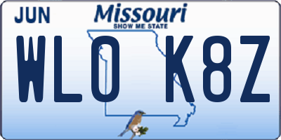 MO license plate WL0K8Z