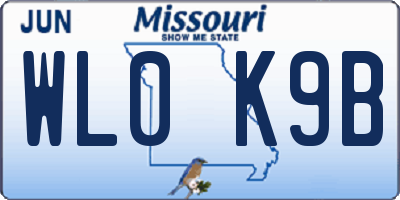 MO license plate WL0K9B