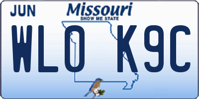 MO license plate WL0K9C