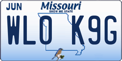 MO license plate WL0K9G