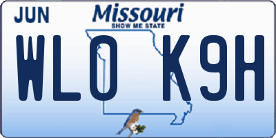 MO license plate WL0K9H