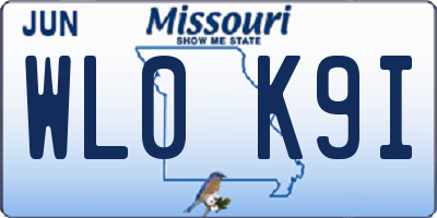 MO license plate WL0K9I
