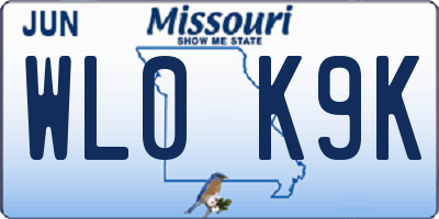 MO license plate WL0K9K