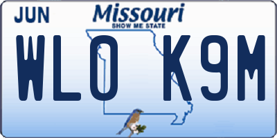 MO license plate WL0K9M
