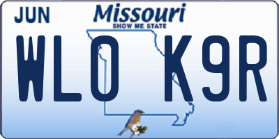 MO license plate WL0K9R