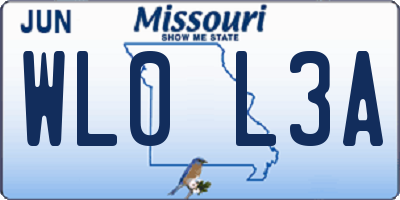 MO license plate WL0L3A