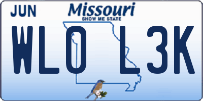 MO license plate WL0L3K