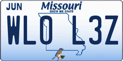 MO license plate WL0L3Z