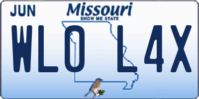 MO license plate WL0L4X