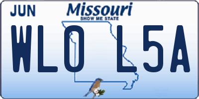 MO license plate WL0L5A