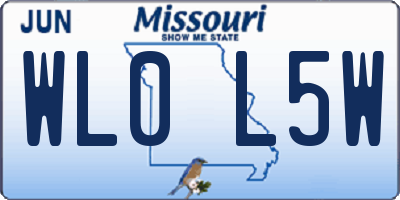 MO license plate WL0L5W