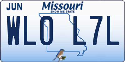 MO license plate WL0L7L