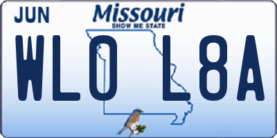 MO license plate WL0L8A