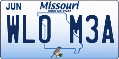 MO license plate WL0M3A