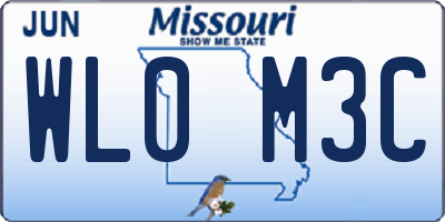 MO license plate WL0M3C