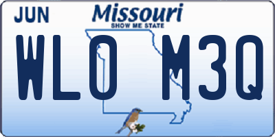 MO license plate WL0M3Q