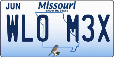 MO license plate WL0M3X