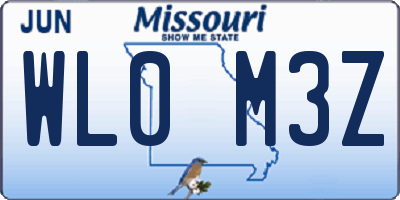 MO license plate WL0M3Z