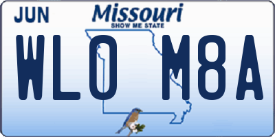 MO license plate WL0M8A