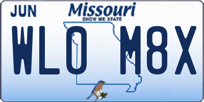 MO license plate WL0M8X