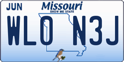 MO license plate WL0N3J