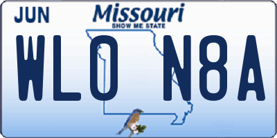 MO license plate WL0N8A