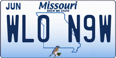 MO license plate WL0N9W