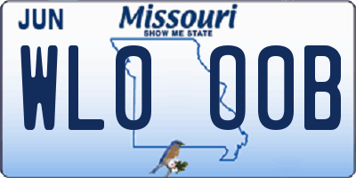 MO license plate WL0O0B