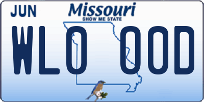 MO license plate WL0O0D
