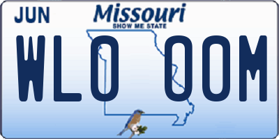 MO license plate WL0O0M