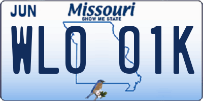 MO license plate WL0O1K