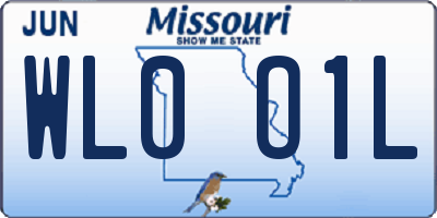 MO license plate WL0O1L