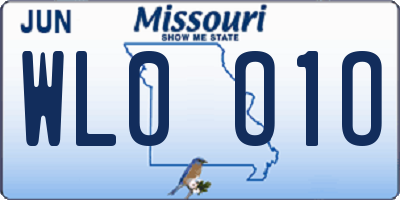 MO license plate WL0O1O
