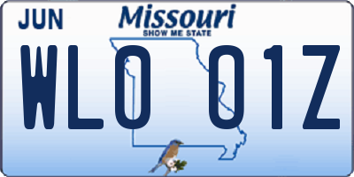 MO license plate WL0O1Z