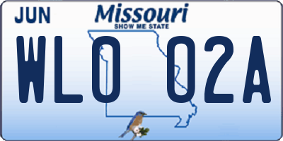 MO license plate WL0O2A