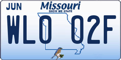 MO license plate WL0O2F