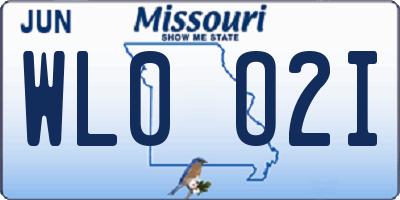 MO license plate WL0O2I